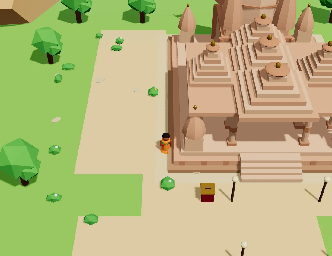 Tempio e giardini in arenaria nel gioco Android Shri Ram Mandir